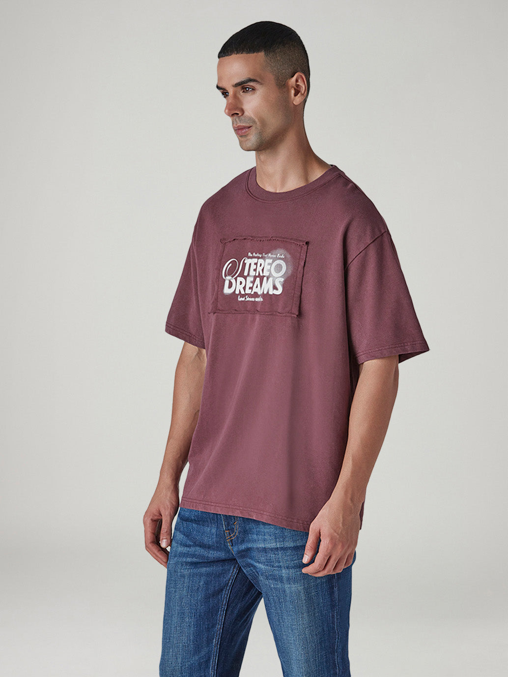 Men's Typography Printed Regular Fit T-Shirt - Side View