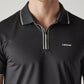 Men's Solid Black Tech Polo T-shirt - Detail View