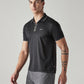 Men's Solid Black Tech Polo T-shirt - Side View