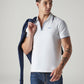 Men's Solid White Tech Polo T-shirt - Styleshot View
