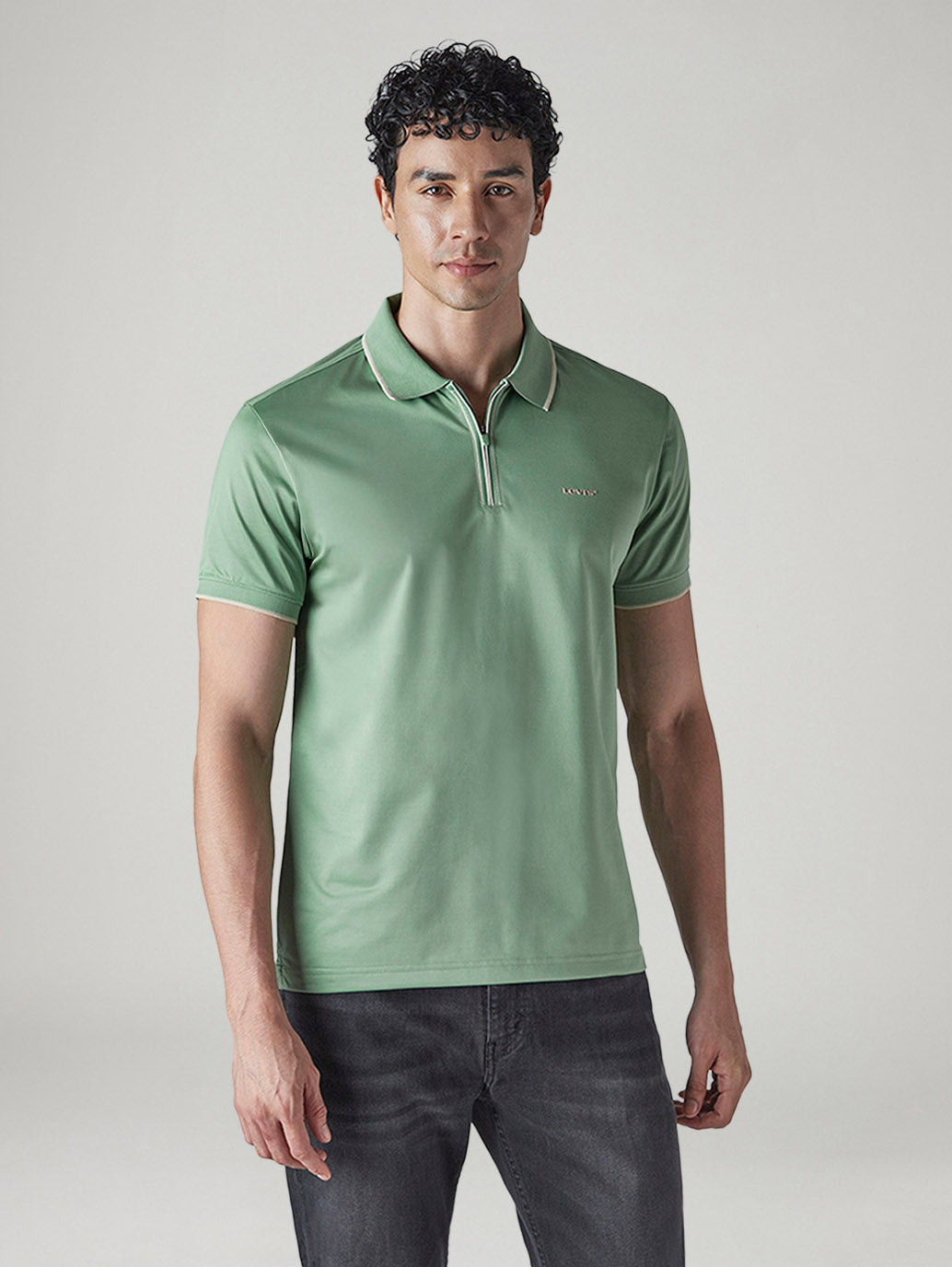 Men's Solid Tech Polo T-shirt - Front View