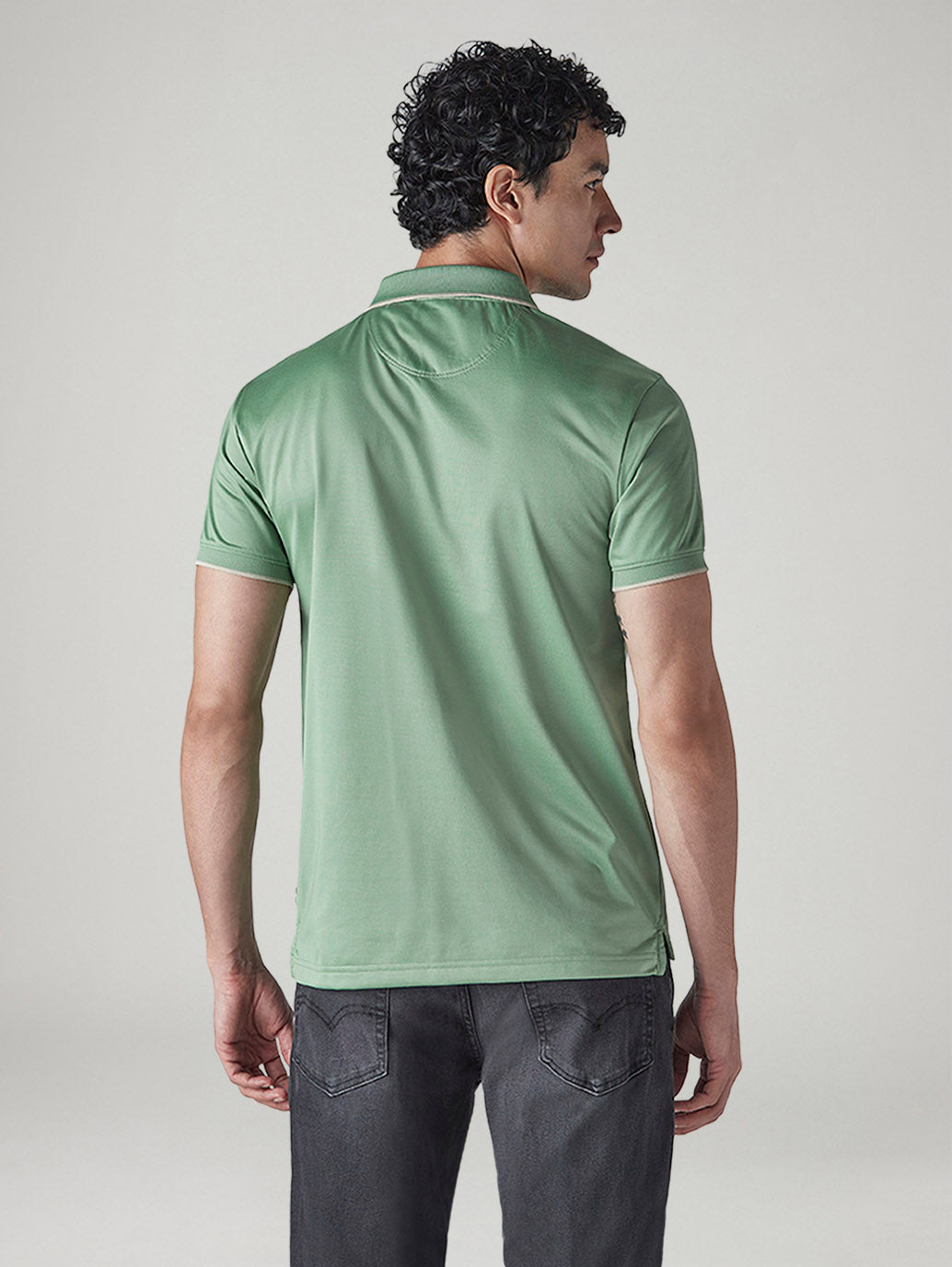 Men's Solid Tech Polo T-shirt - Back View