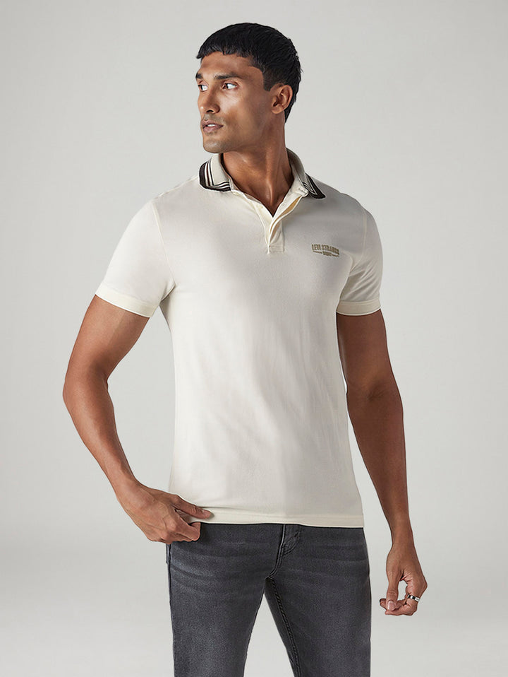 Men's Colorblock Off-White Tech Pique Polo T-shirt