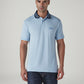 Men's Colorblock Light Blue Tech Pique Polo T-shirt - Front View