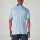 Men's Colorblock Light Blue Tech Pique Polo T-shirt - Back View