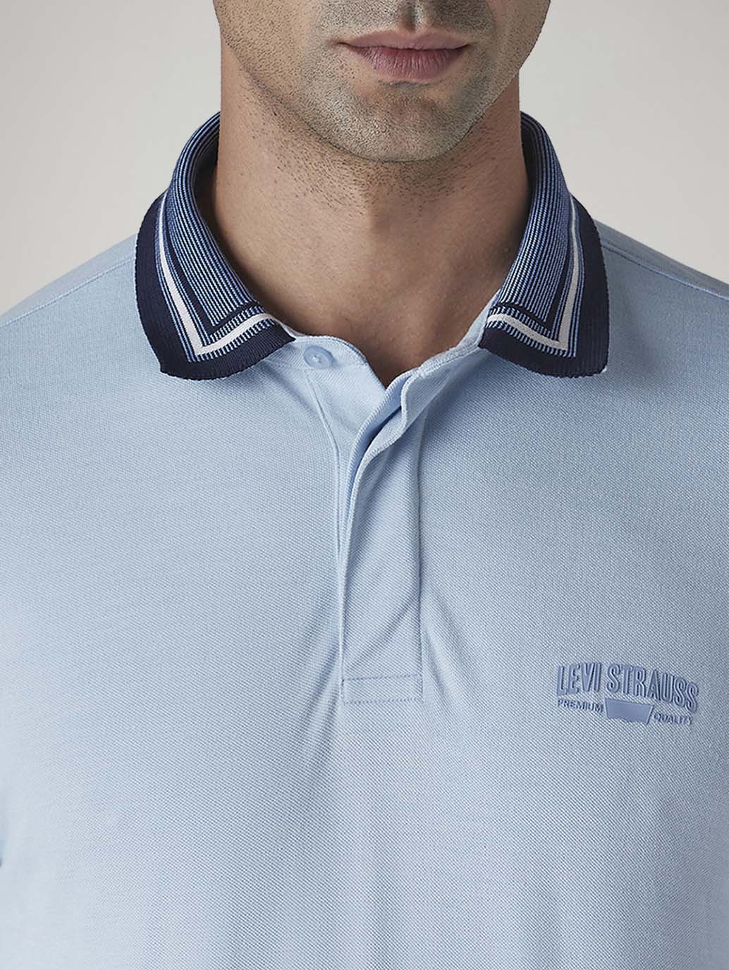 Men's Colorblock Light Blue Tech Pique Polo T-shirt - 20 View