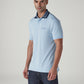 Men's Colorblock Light Blue Tech Pique Polo T-shirt - Side View