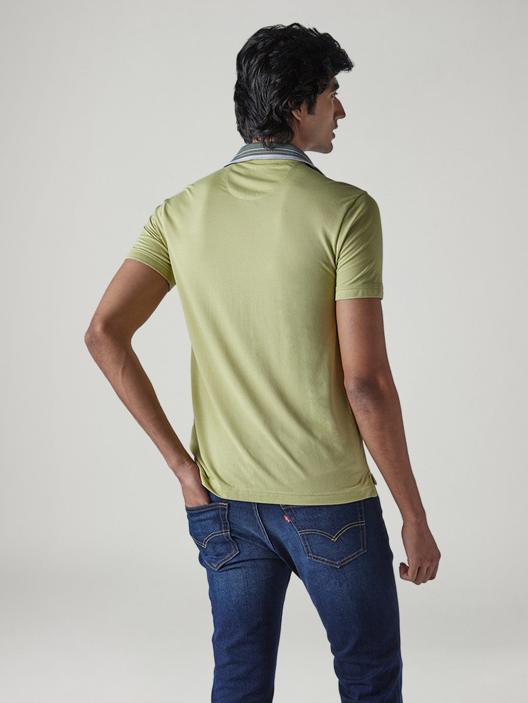 Men's Colorblock Pique Tech Polo T-Shirt - Back View