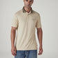 Men's Colorblock Beige Tech Pique Polo T-shirt - Front View