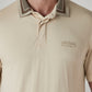 Men's Colorblock Beige Tech Pique Polo T-shirt - Detail View