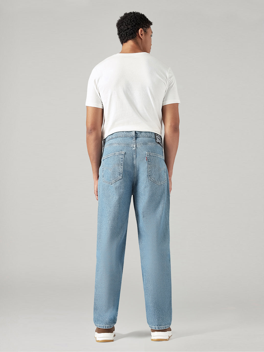 Men's Light Blue Loose Fit Mid Rise Jeans - Back View