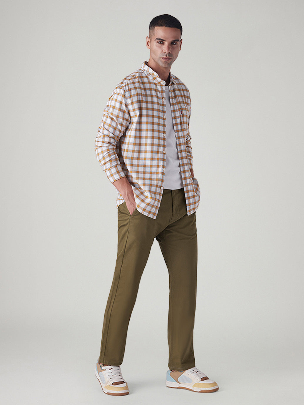 Men's 505 Olive Straight Fit Mid Rise Chinos