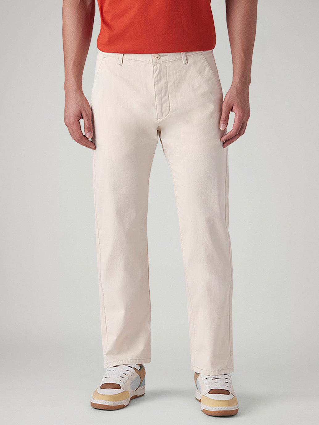 Men's 505 Off White Straight Fit Mid Rise Chinos - Front View