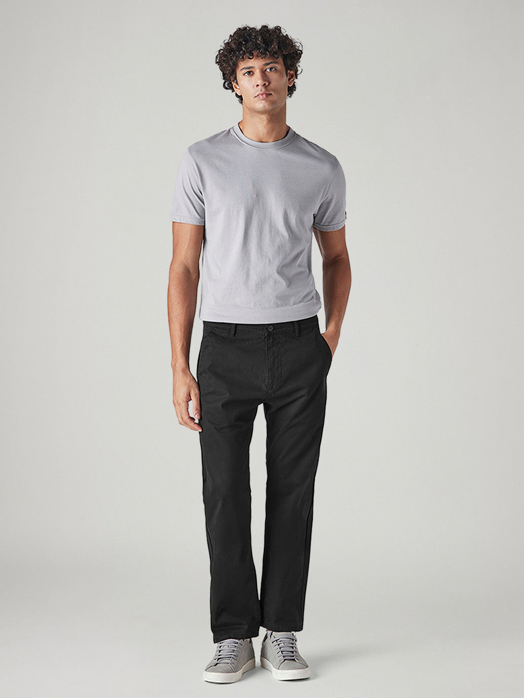 Men's 505 Black Straight Fit Mid Rise Chinos - Front View