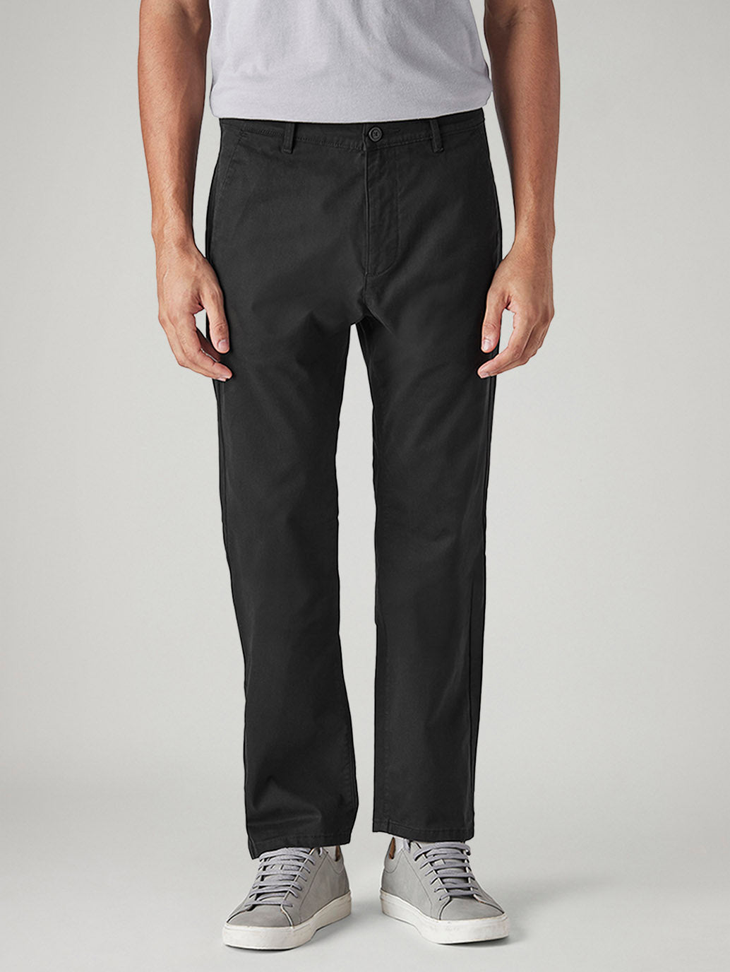 Men's 505 Black Straight Fit Mid Rise Chinos - Front View