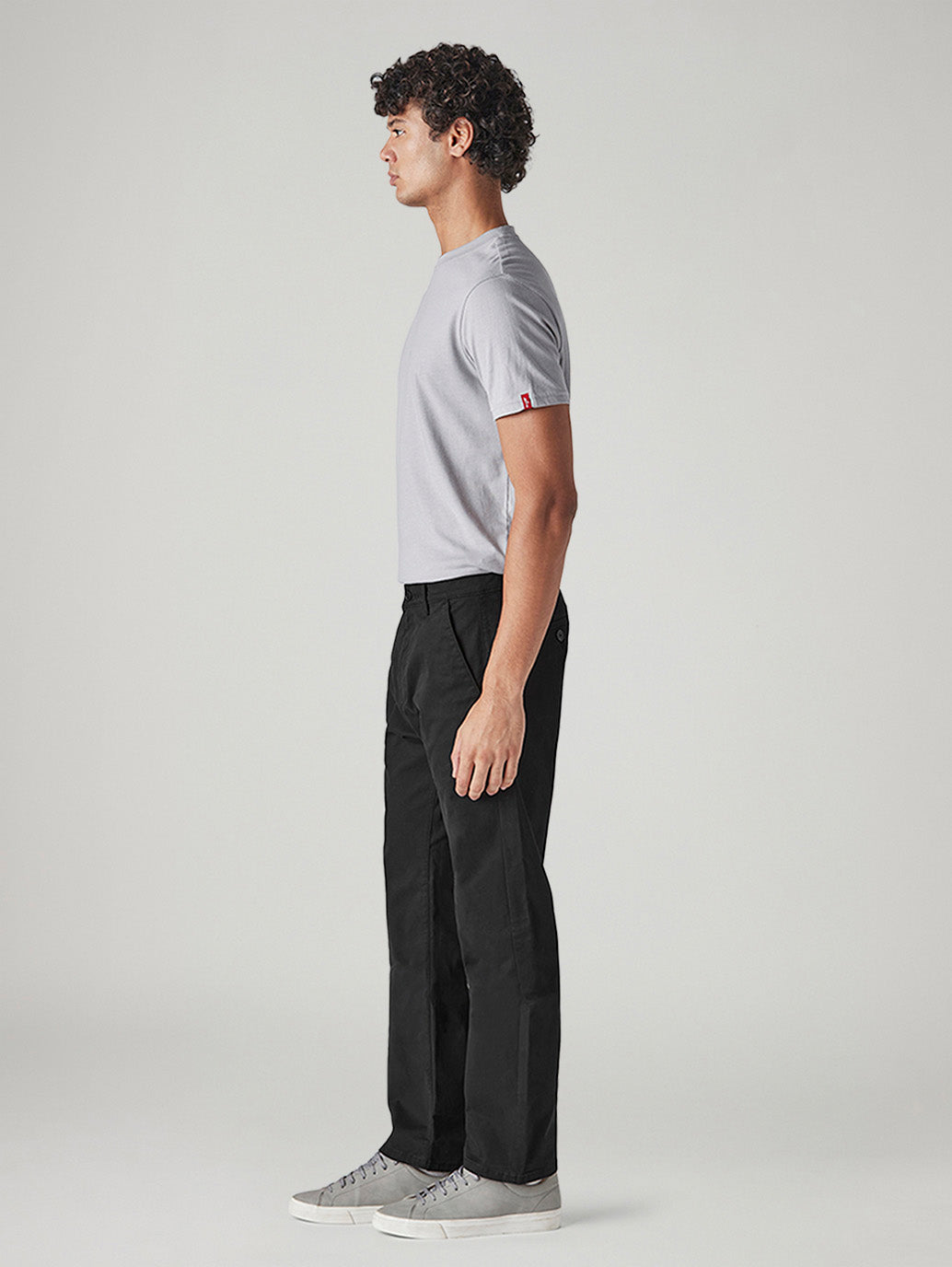 Men's 505 Black Straight Fit Mid Rise Chinos - Side View