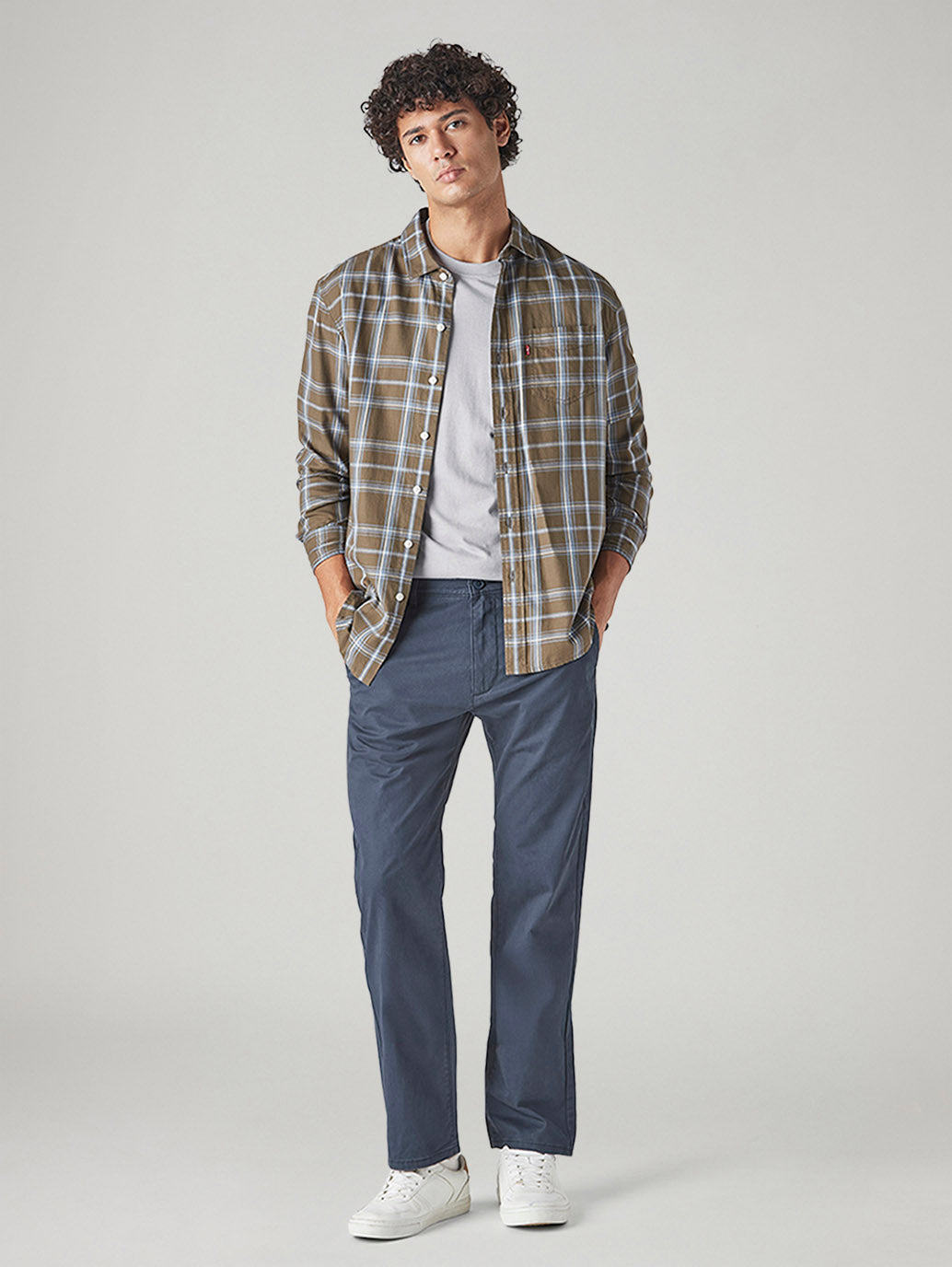 Men's 505 Blue Straight Fit Mid Rise Chinos