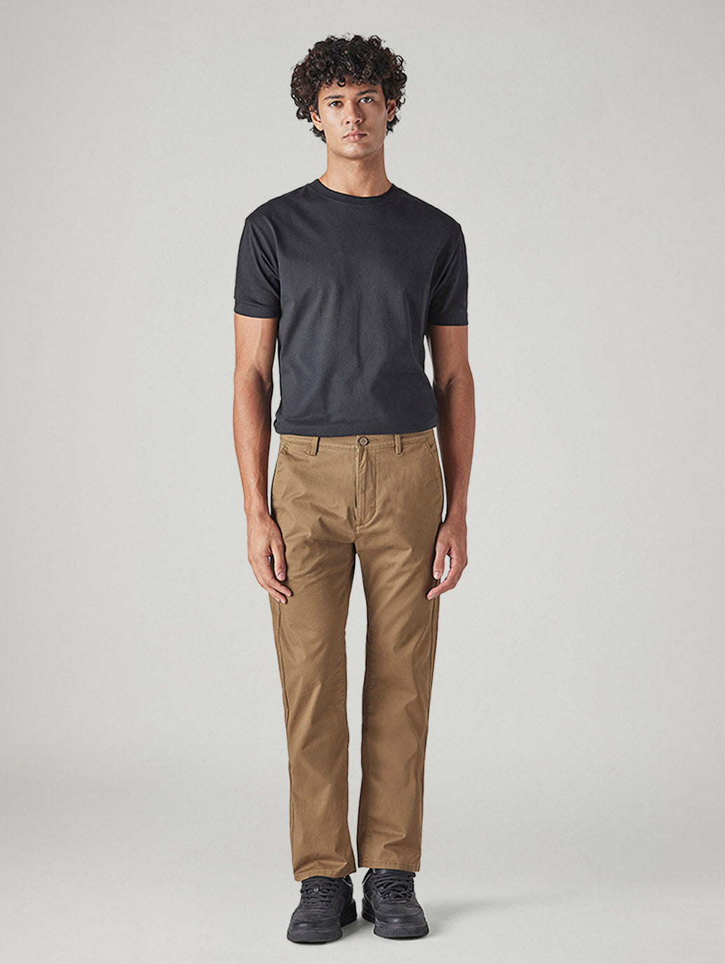 Men's 505 Light Brown Straight Fit Mid Rise Chinos - Front View