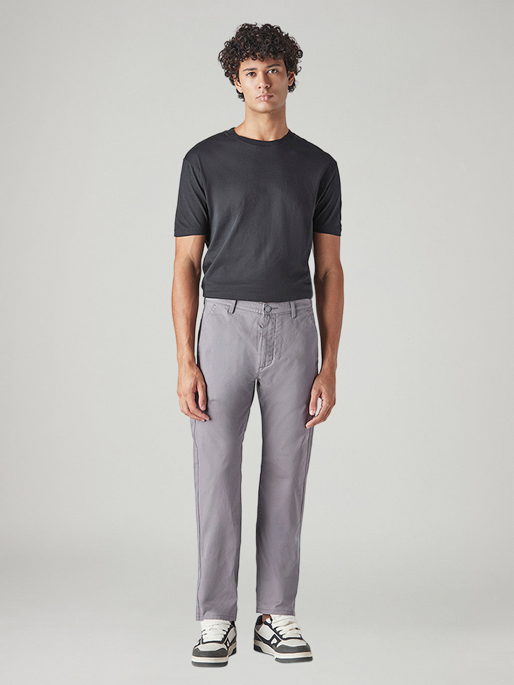 Men's 505 Grey Straight Fit Mid Rise Chinos - Front View