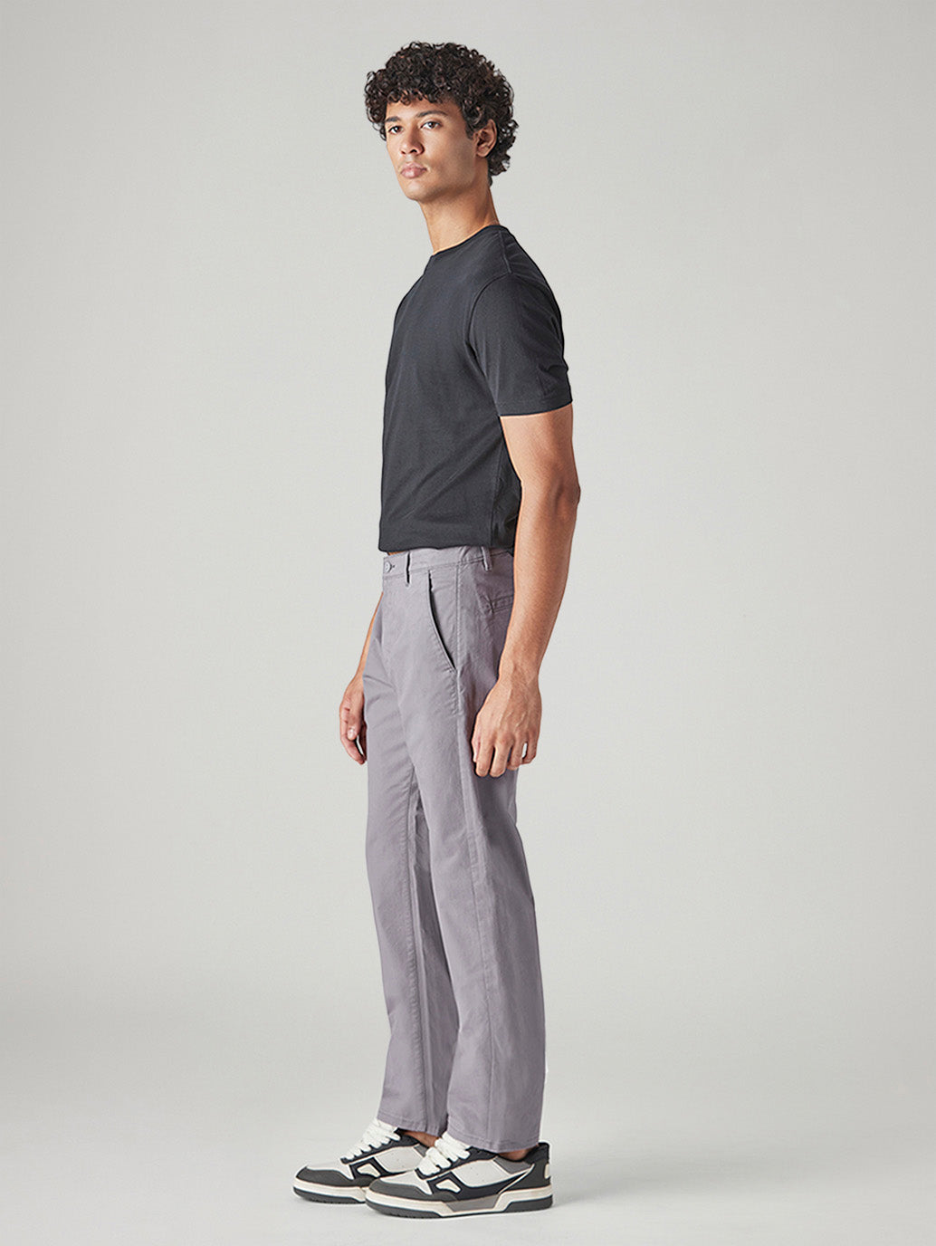 Men's 505 Grey Straight Fit Mid Rise Chinos - Side View