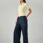 Women's Dark Blue XL Straight Loose Fit Mid Rise Cargo Jeans - Side View