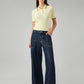 Women's Dark Blue XL Straight Loose Fit Mid Rise Cargo Jeans - Front View