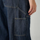 Women's Dark Blue XL Straight Loose Fit Mid Rise Cargo Jeans - Detail View