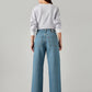 Women's Blue Loose Fit High Rise Cargo Jeans - Back View