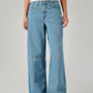 Women's Blue XL Straight Loose Fit Mid Rise Jeans - Front View