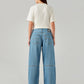 Women's Blue XL Straight Loose Fit Mid Rise Jeans - Back View