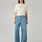 Women's Blue XL Straight Loose Fit Mid Rise Jeans - Front View