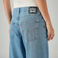 Women's Blue XL Straight Loose Fit Mid Rise Jeans - Detail View