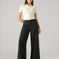 Women's Black XL Straight Loose Fit Mid Rise Jeans - Front View