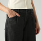 Women's Black XL Straight Loose Fit Mid Rise Jeans - Detail View