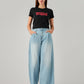 Women's Light Blue XL Straight Loose Fit Mid Rise Jeans - Styleshot View