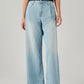 Women's Light Blue XL Straight Loose Fit Mid Rise Jeans - Front View