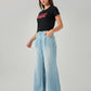Women's Light Blue XL Straight Loose Fit Mid Rise Jeans - Side View