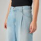 Women's Light Blue XL Straight Loose Fit Mid Rise Jeans - Detail View
