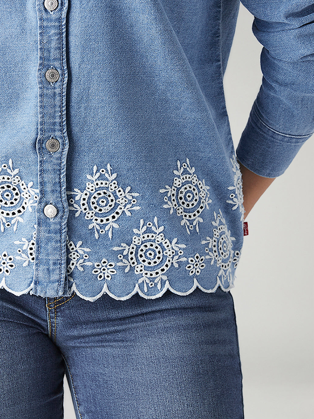 Women's Embroidered Relaxed Fit Shirt - Detail View