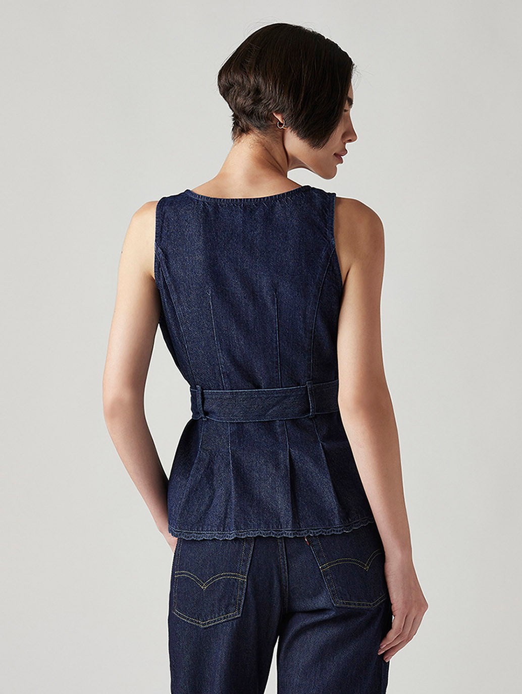 Women's Solid Slim Fit Denim Top - Back View