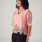 Women's Zari Peach Notched Lapel Top - Side View