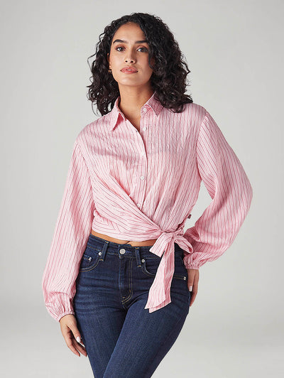levi's Women's Striped Pink Spread Collar Shirt-picture-35