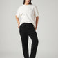 Women's Black Loose Fit Mid Rise Easy Dad Jeans - Styleshot View