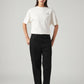 Women's Black Loose Fit Mid Rise Easy Dad Jeans - Front View