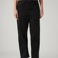 Women's Black Loose Fit Mid Rise Easy Dad Jeans - Front View
