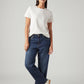 Women's Dark Blue Loose Fit Mid Rise Easy Dad Jeans - Styleshot View