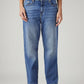 Women's Blue Loose Fit Mid Rise Easy Dad Jeans - Front View
