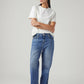 Women's Blue Loose Fit Mid Rise Easy Dad Jeans - Styleshot View