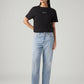 Women's Light Blue Loose Fit Mid Rise Easy Dad Jeans - Front View