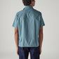Men's Blue Solid Relaxed Fit Commuter Shirt - Back View